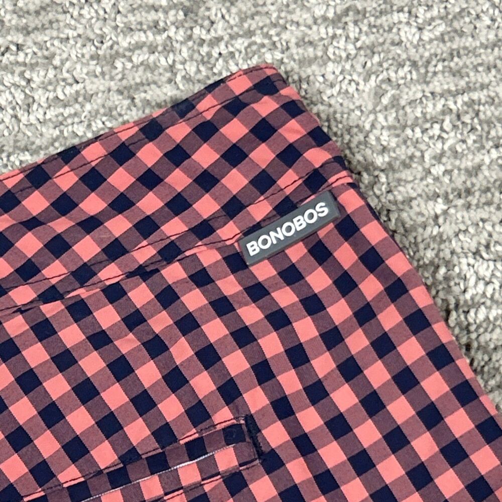 Bonobos Swim Trunks Mens 34 Gingham Check 7 Inch Inseam Board Shorts Navy Pink - Picture 6 of 6